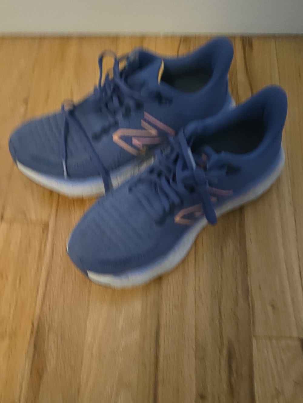 New Balance Women's Navy Blue Running Shoes with Rose-Gold Logo